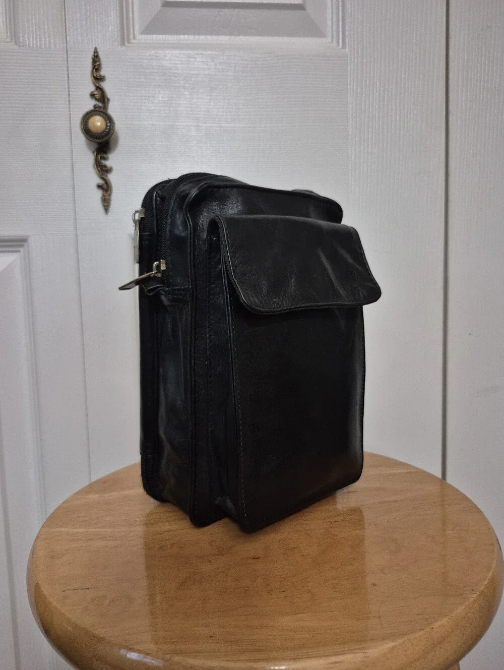 Wilsons Black Leather Organizer Bag